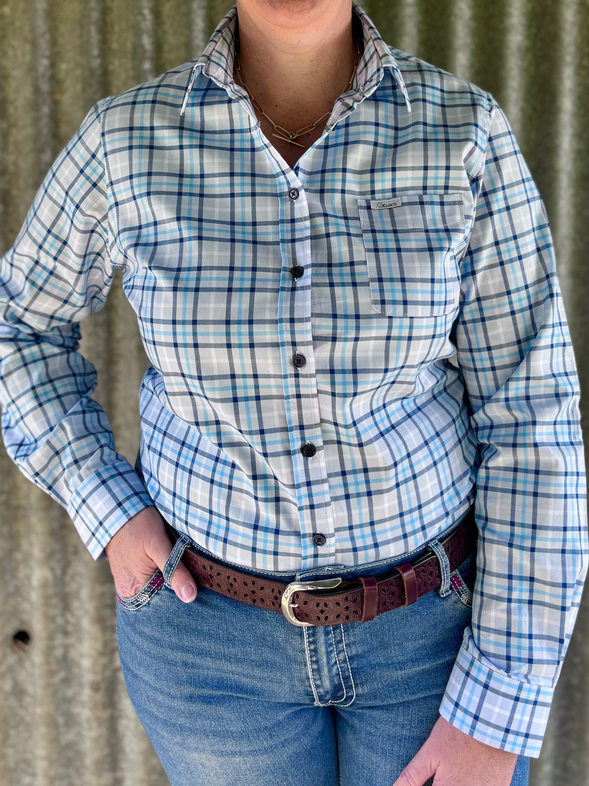 Alison - Collared Long Sleeve Cotton Shirt