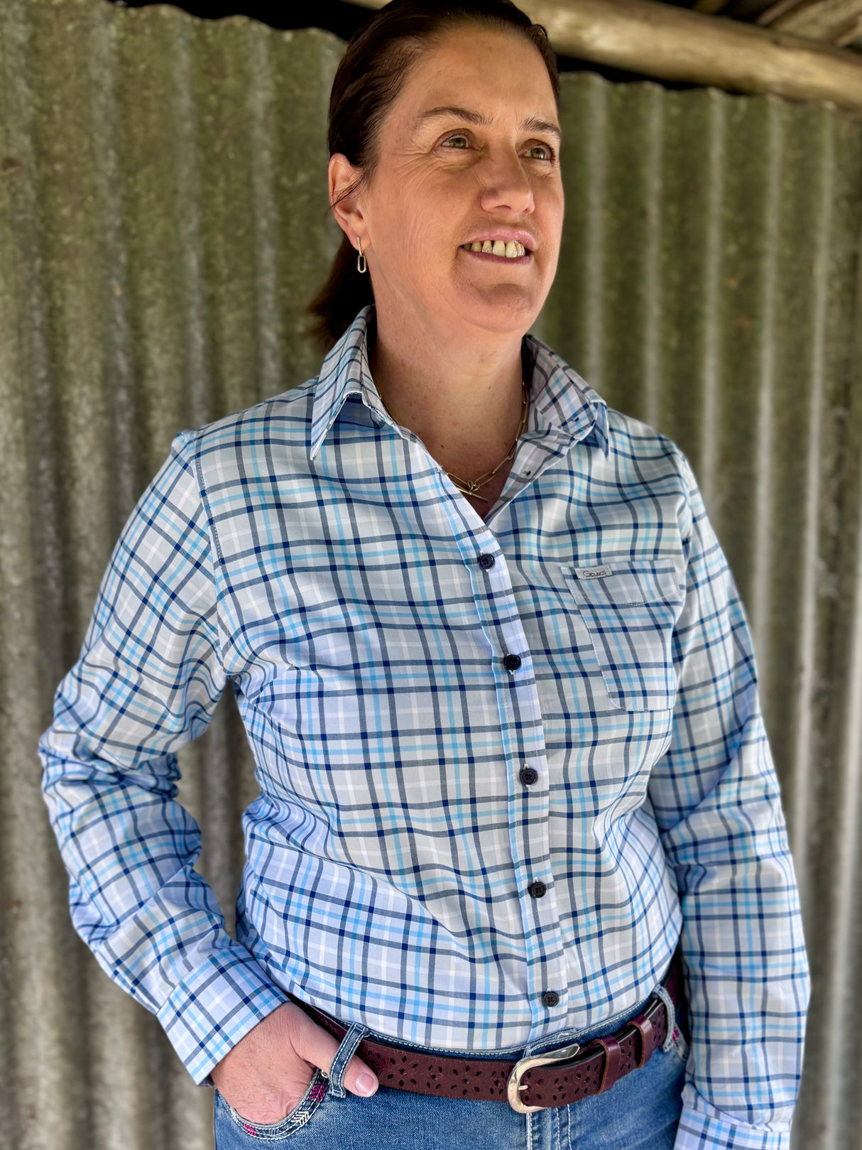 Alison - Collared Long Sleeve Cotton Shirt