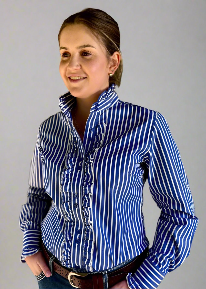 Reagan - Long Sleeve Collared Shirt WITH Ruffles