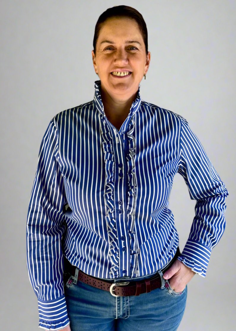 Reagan - Long Sleeve Collared Shirt WITH Ruffles