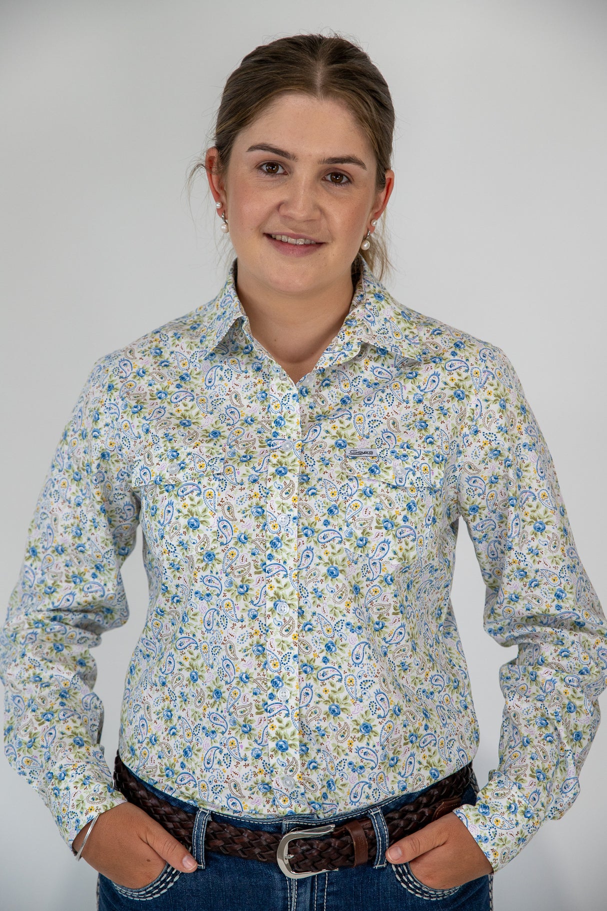 Debbie - Collared Long Sleeve Cotton Shirt