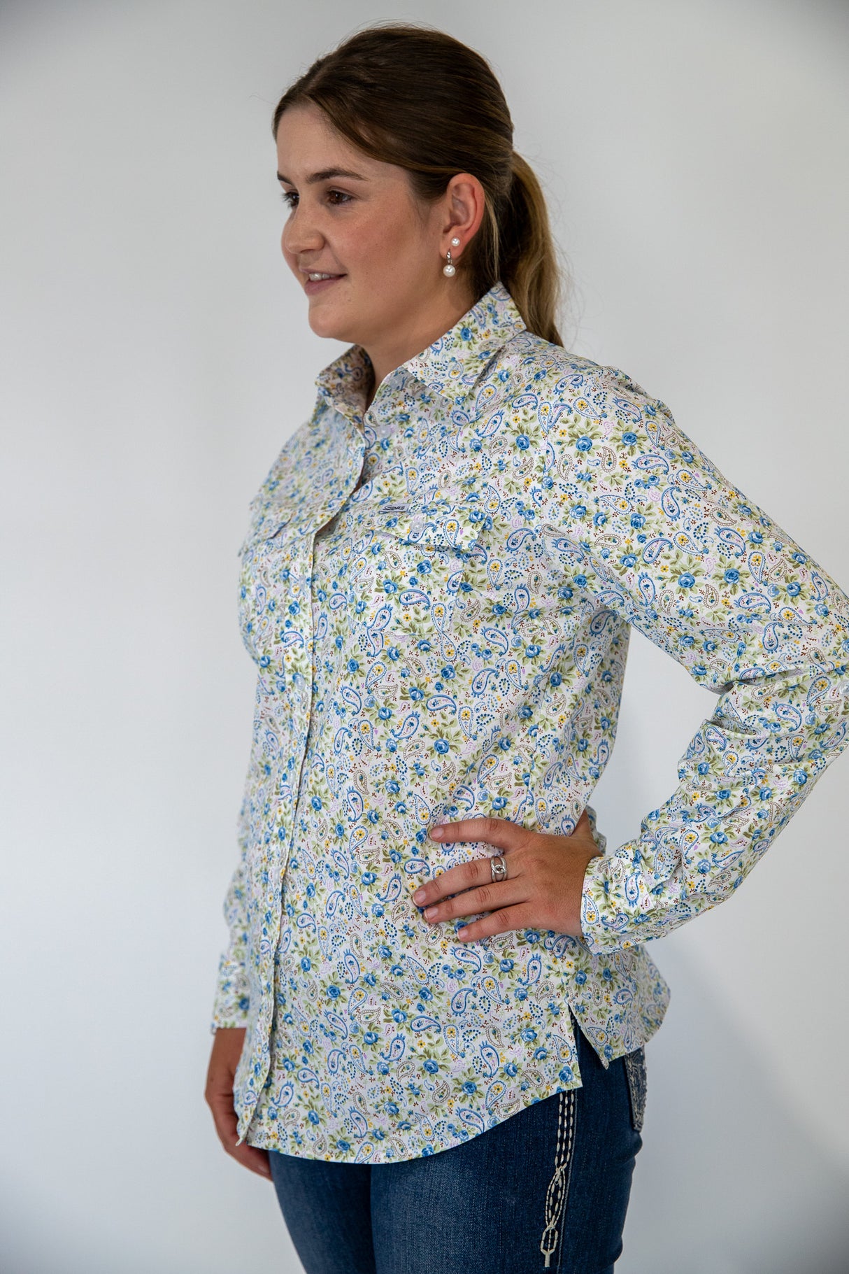 Debbie - Collared Long Sleeve Cotton Shirt