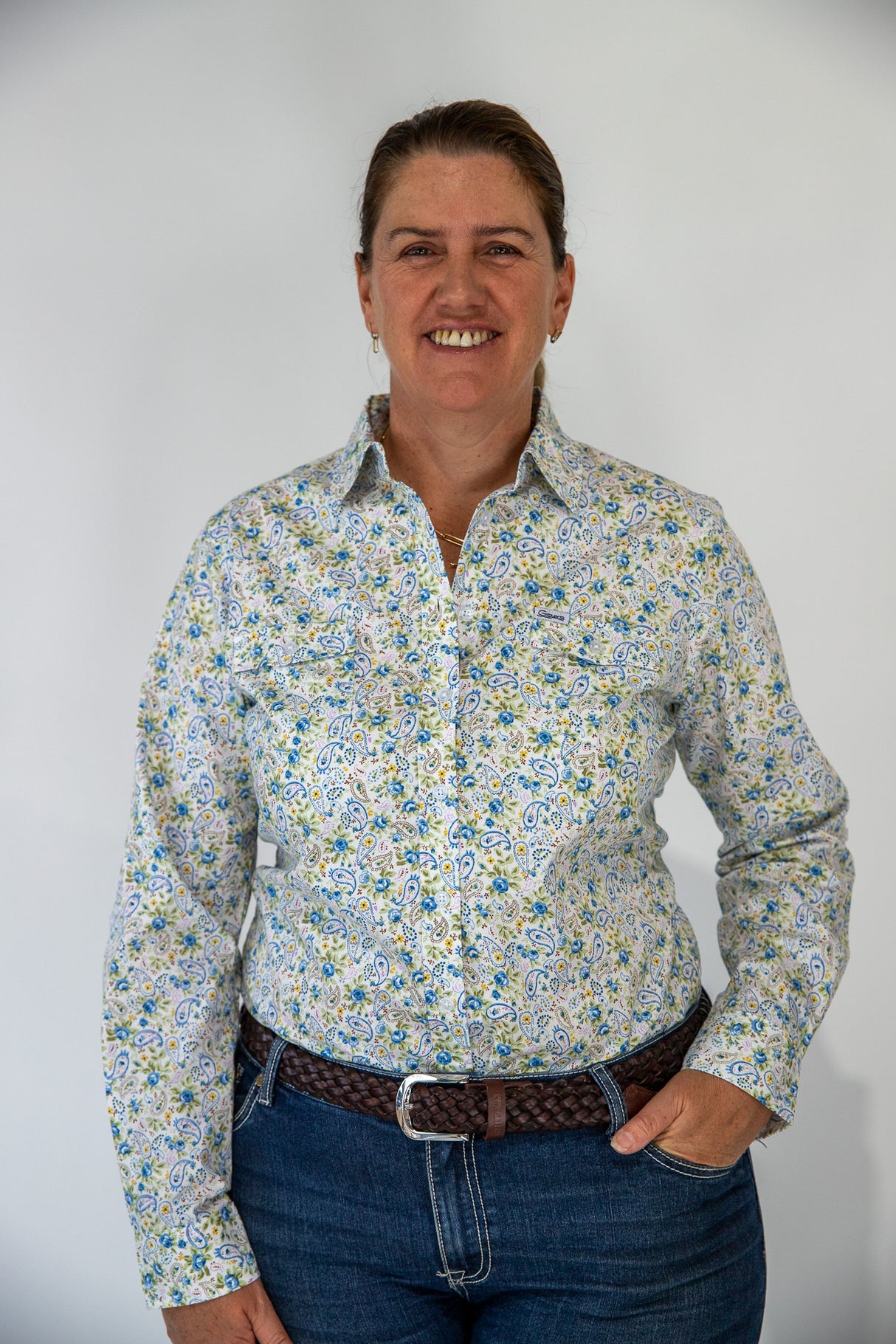 Debbie - Collared Long Sleeve Cotton Shirt