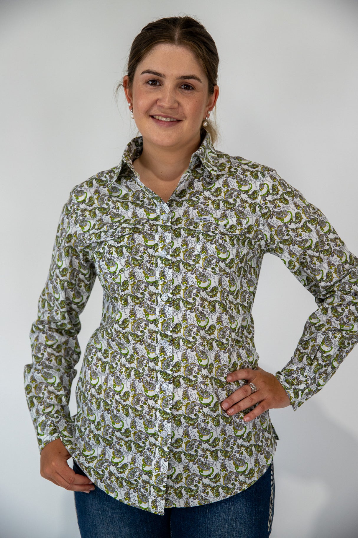 Erica - Collared Long Sleeve Cotton Shirt