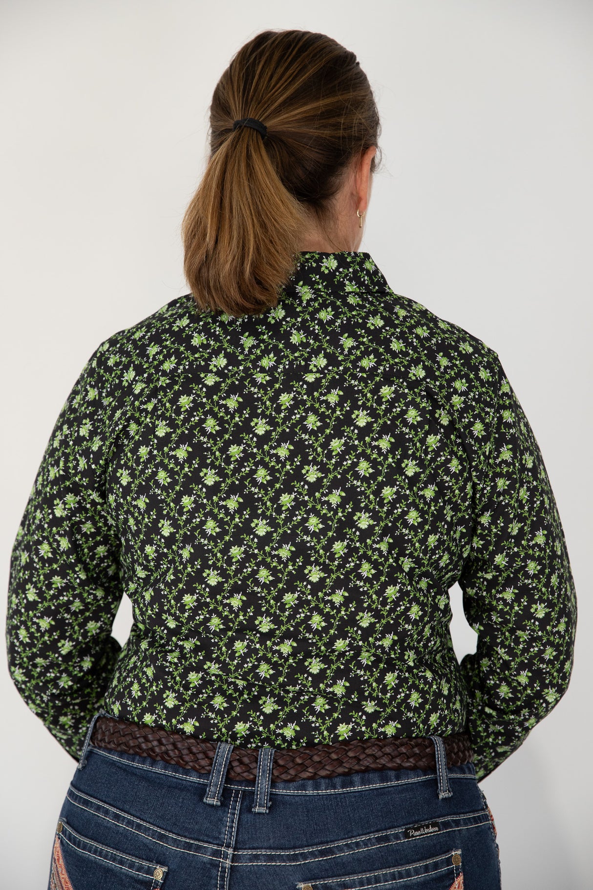 Tamara - 1/2 Button Front Long Sleeve Cotton Collared Shirt