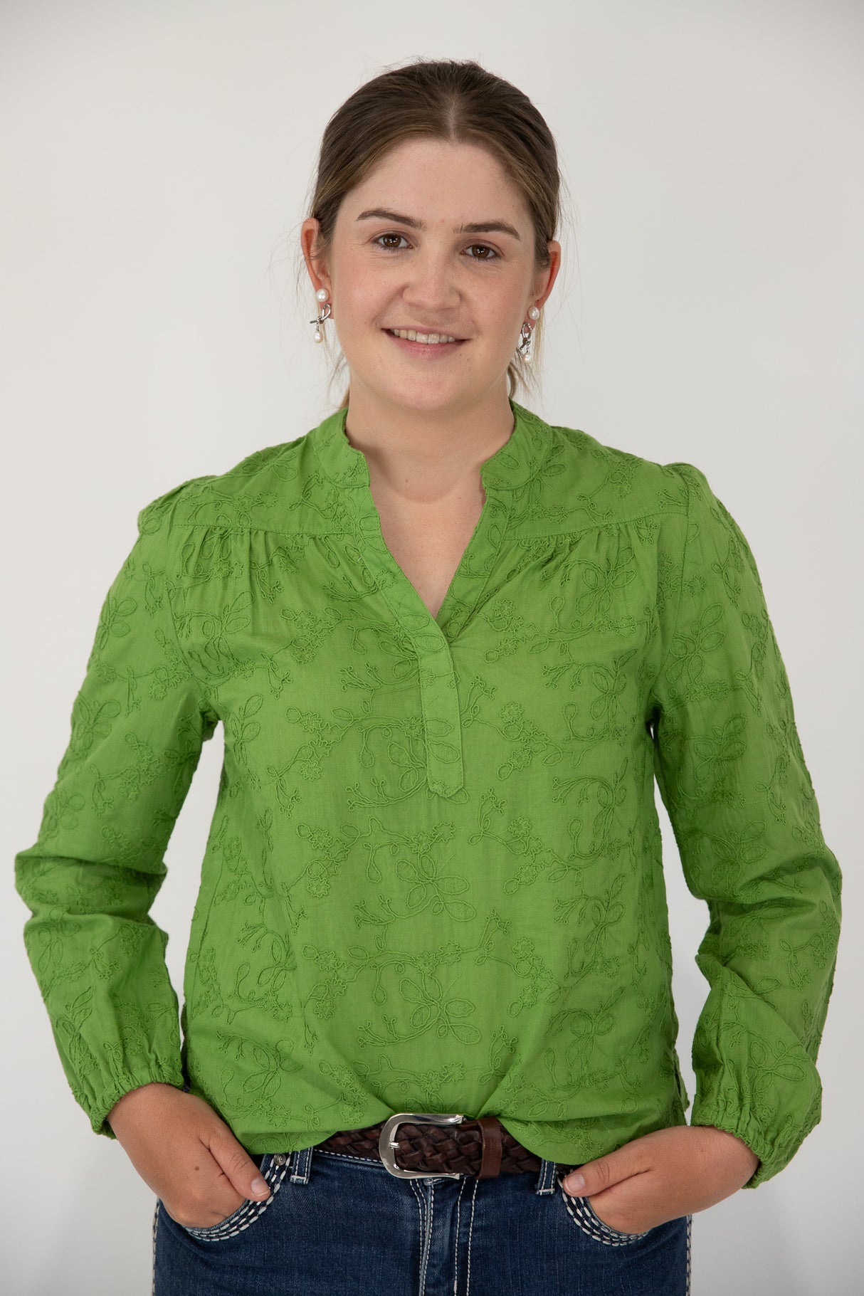 Gabby - Long Sleeve Cotton Blouse