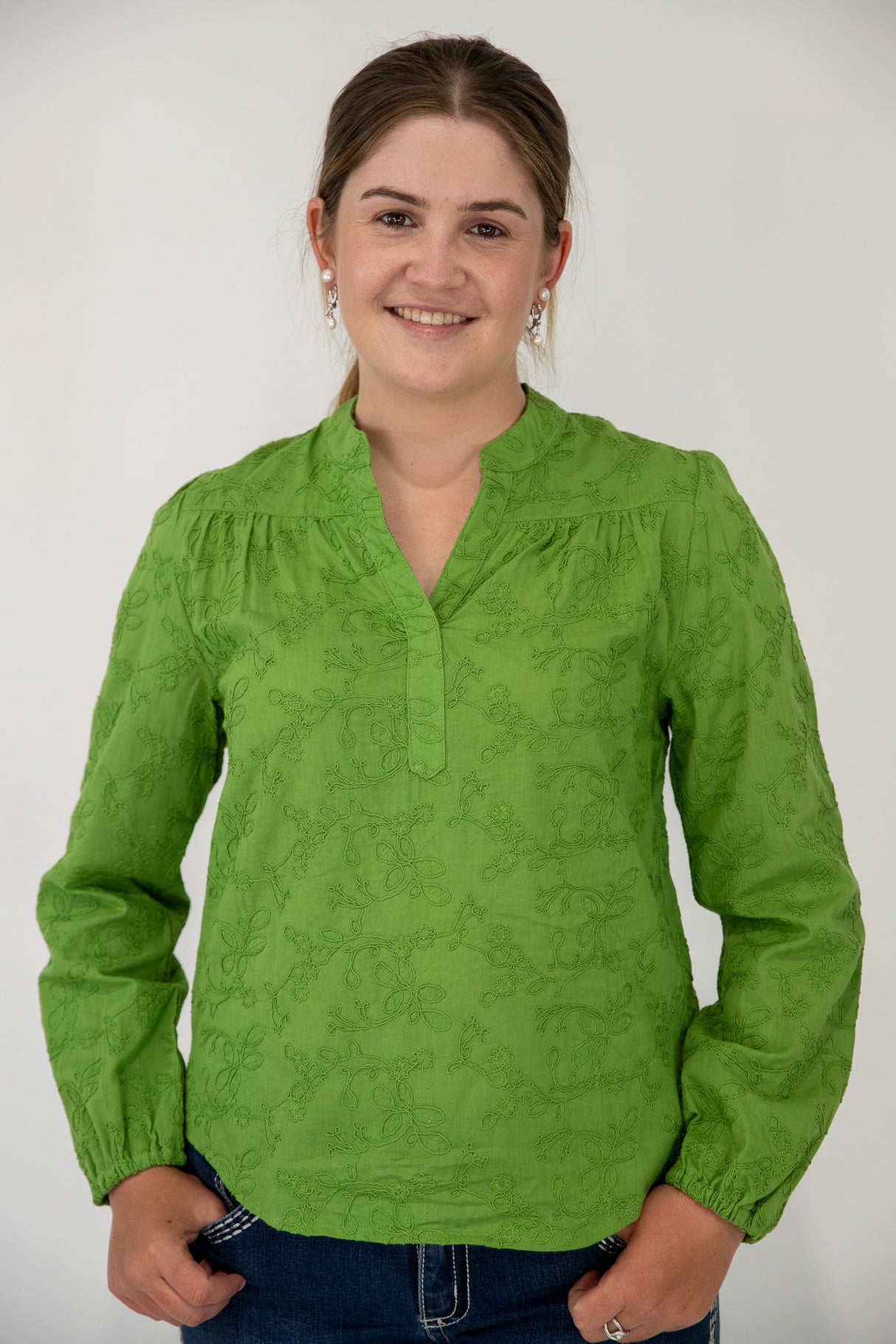 Gabby - Long Sleeve Cotton Blouse