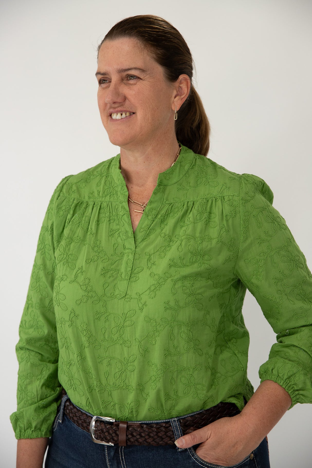 Gabby - Long Sleeve Cotton Blouse
