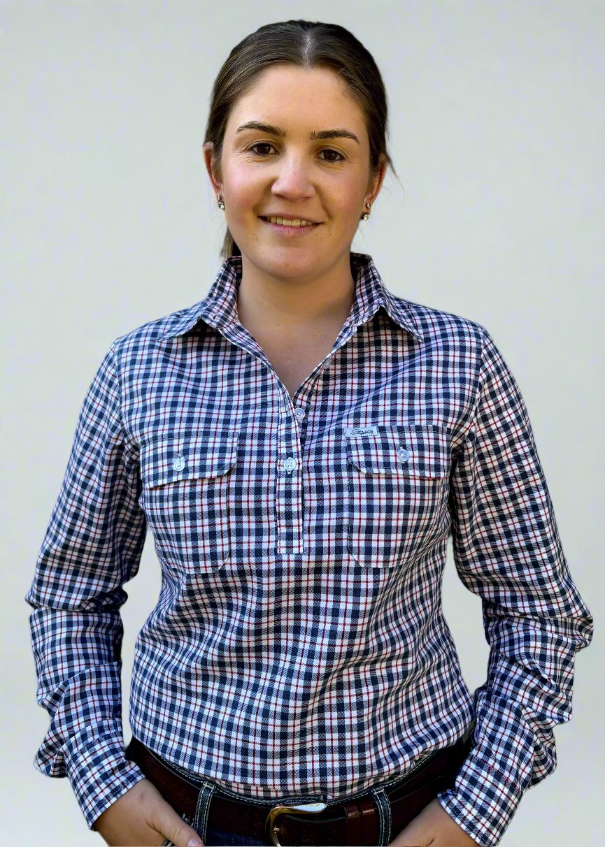 Ruby - 1/2 Button Front Long Sleeve Cotton Collared Shirt