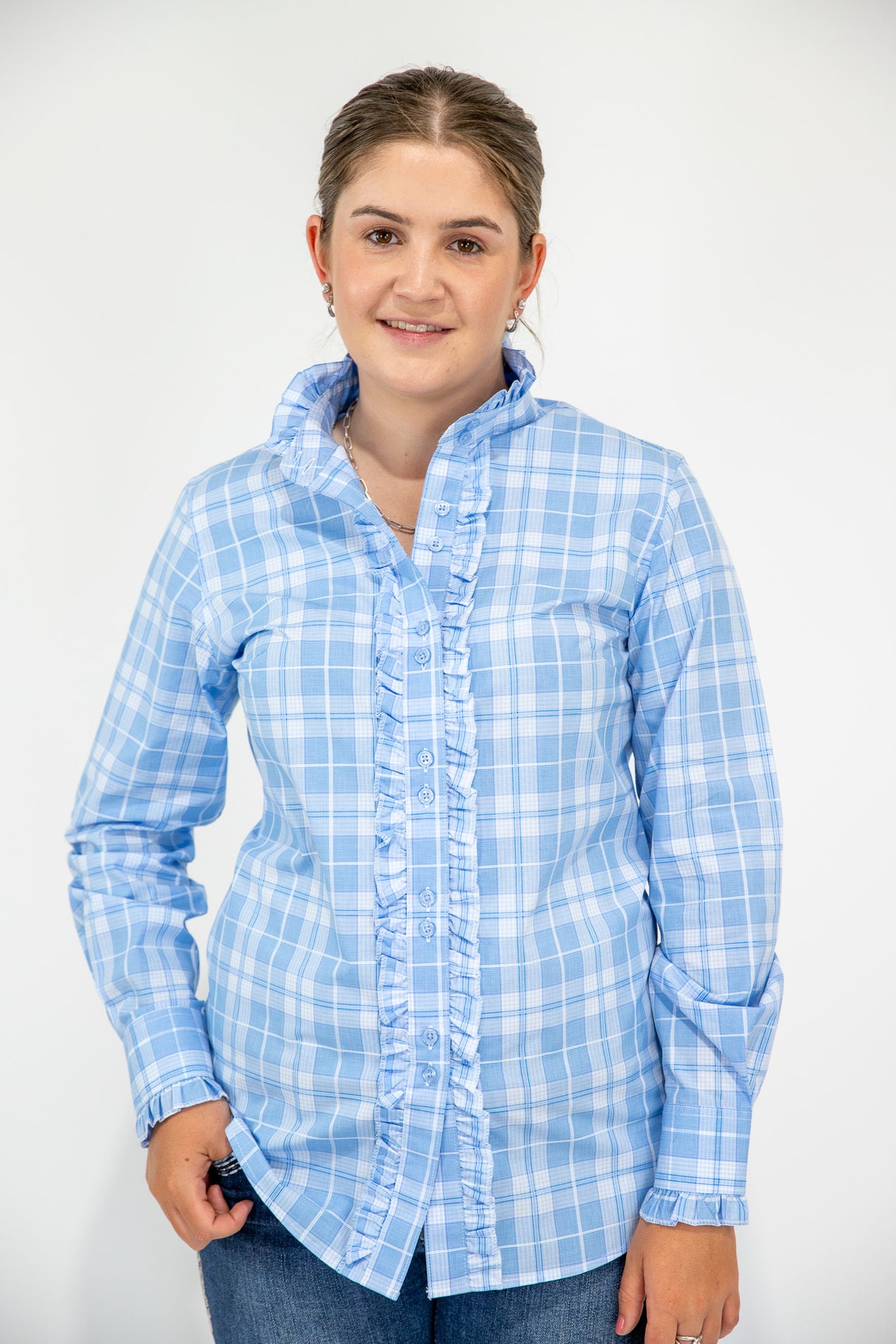 Lisa - Long Sleeve Collared Shirt WITH Ruffles