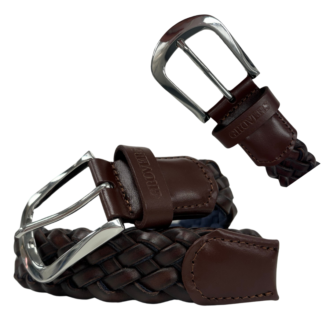 Leather Belt - 6 plait/braid - Genuine Leather