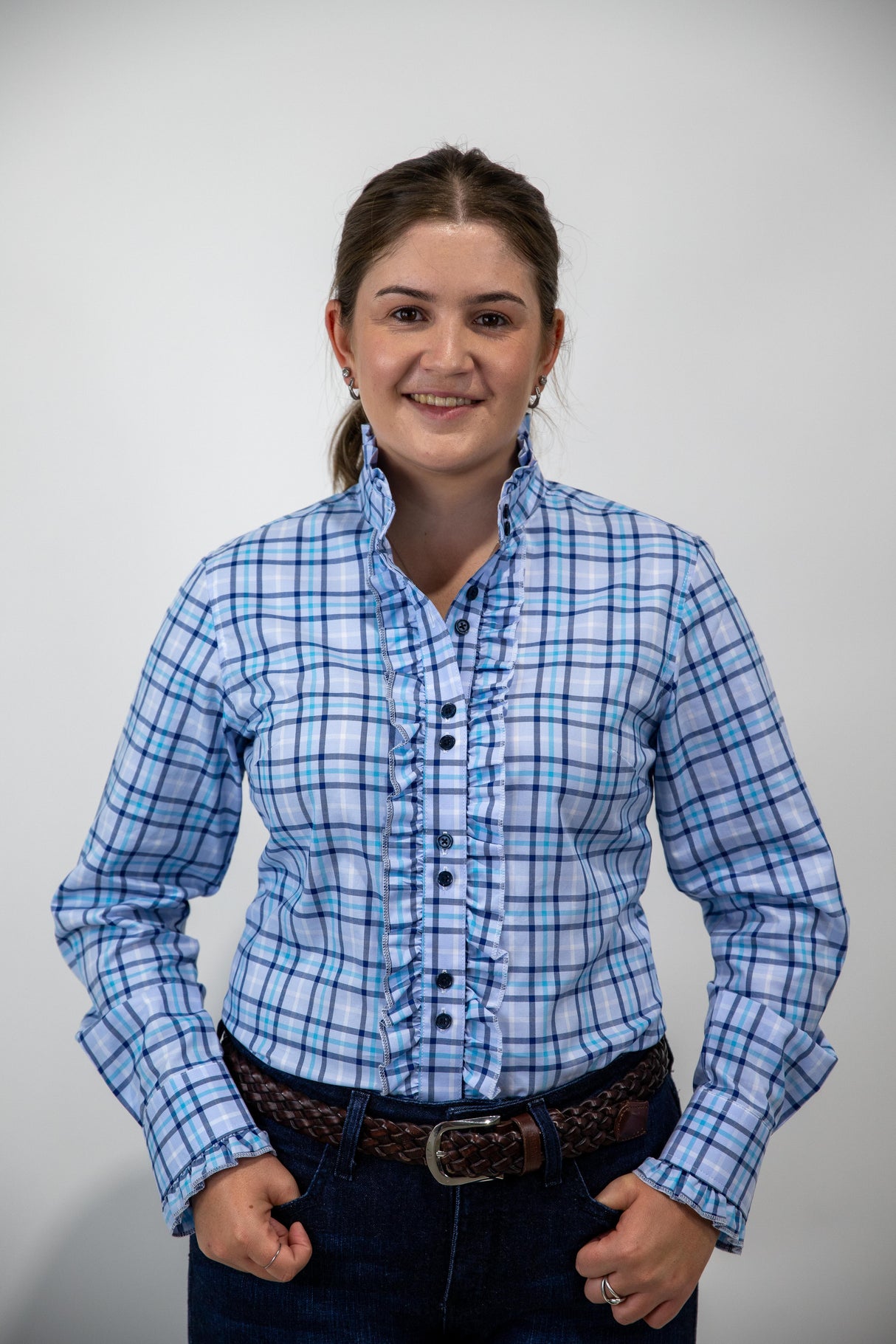 Alana - Long Sleeve Collared Shirt WITH Ruffles