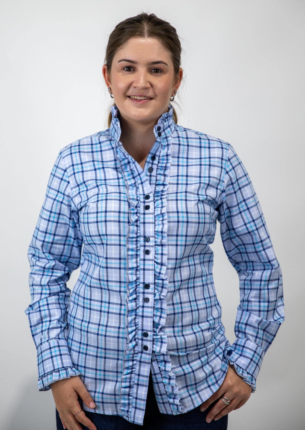 Alana - Long Sleeve Collared Shirt WITH Ruffles