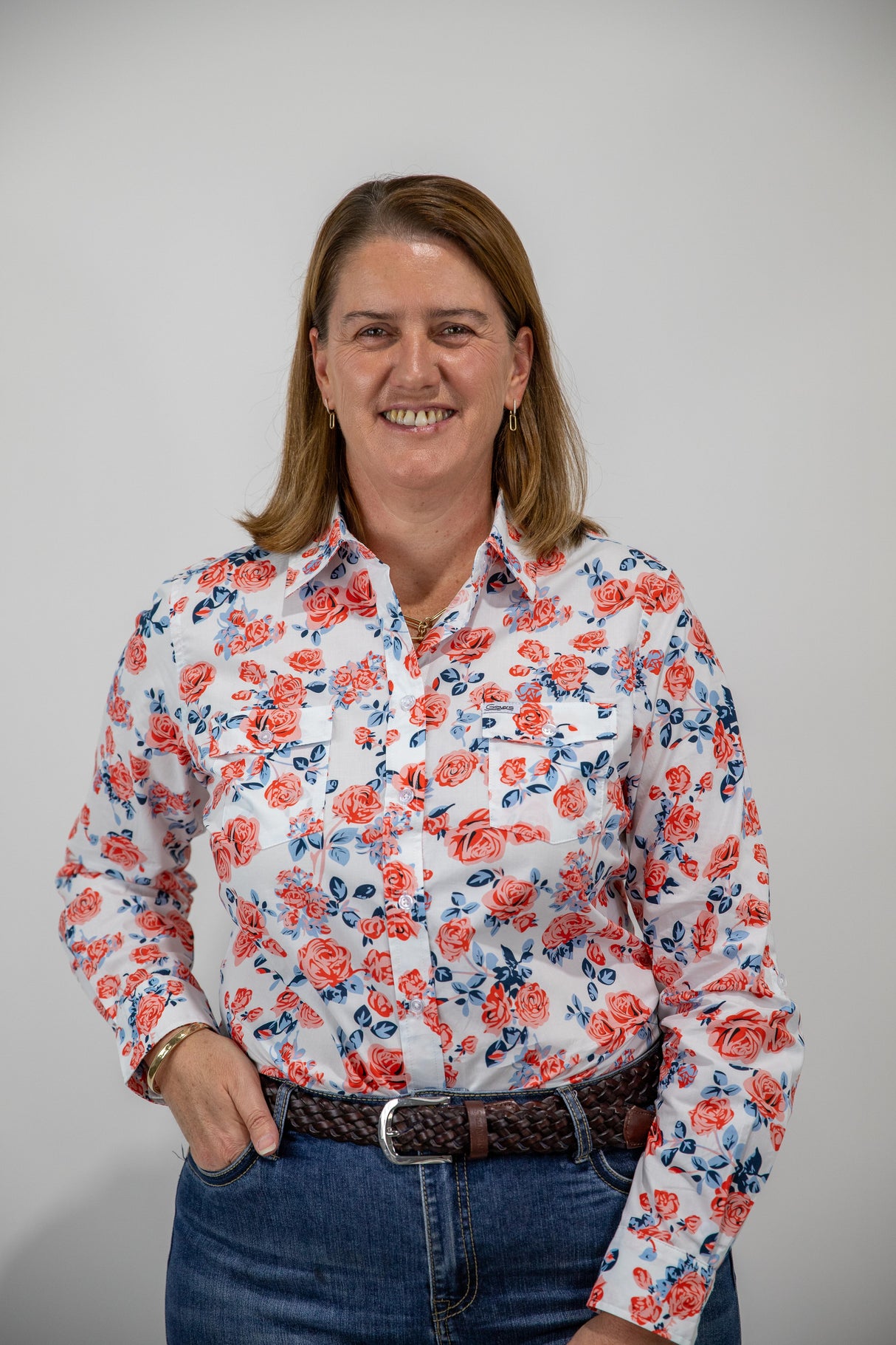 Maureen - Collared Long Sleeve Cotton Shirt