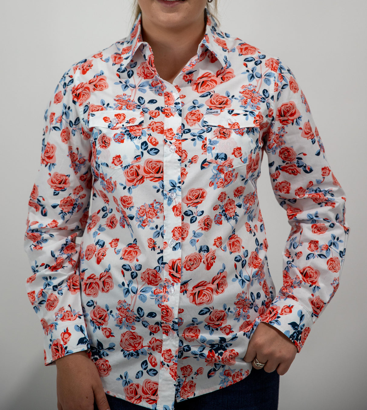 Maureen - Collared Long Sleeve Cotton Shirt