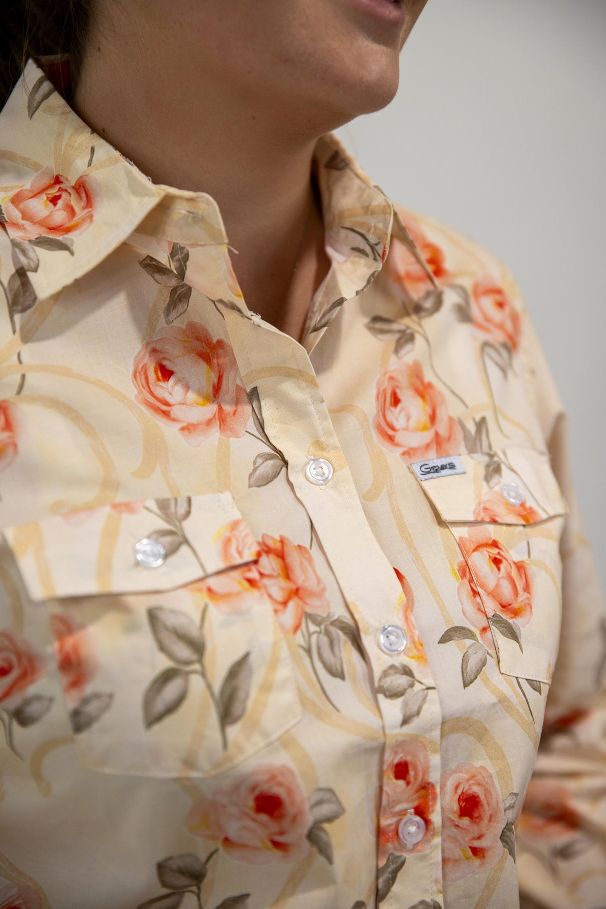 Annabella - Collared Long Sleeve Cotton Shirt