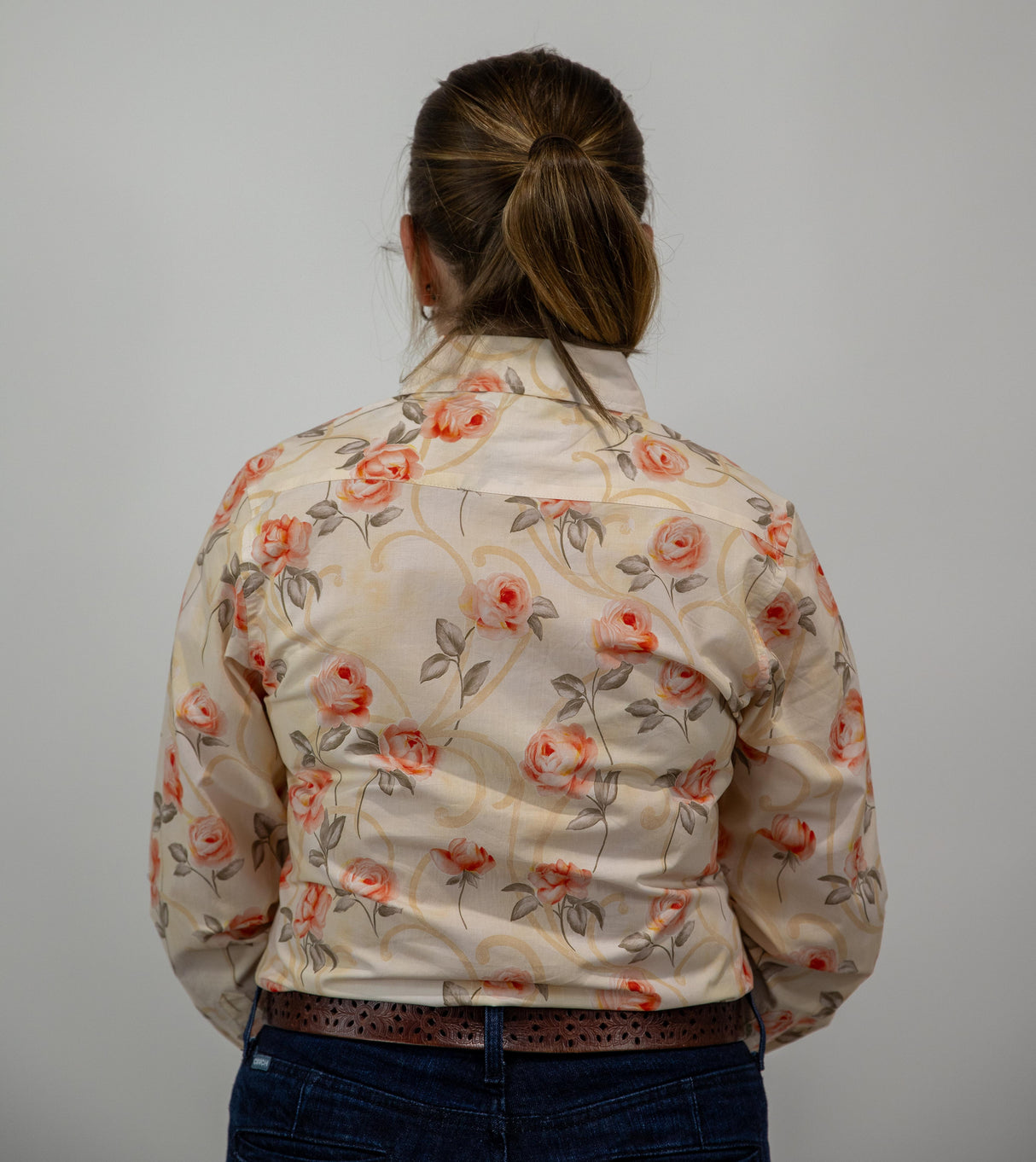 Annabella - Collared Long Sleeve Cotton Shirt