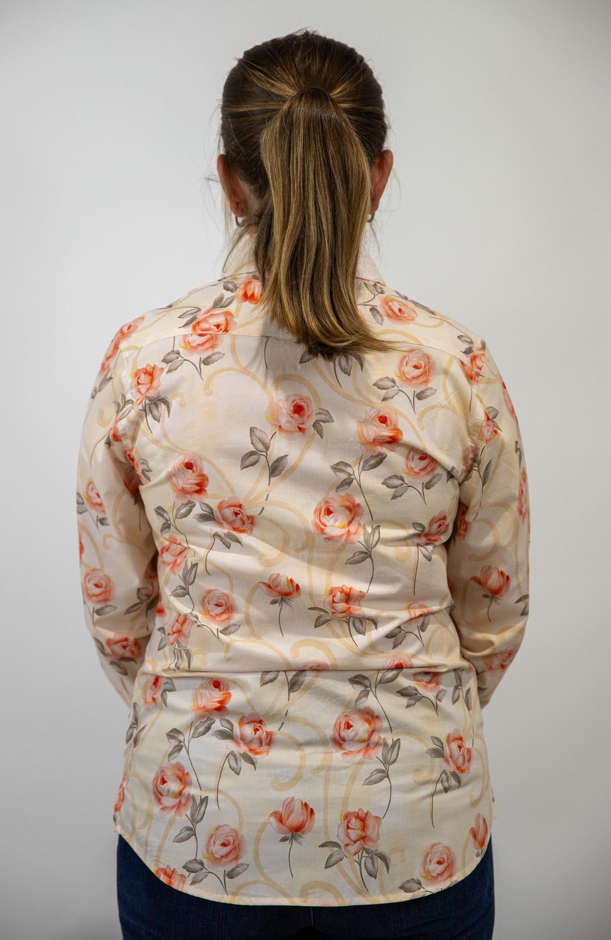 Annabella - Collared Long Sleeve Cotton Shirt