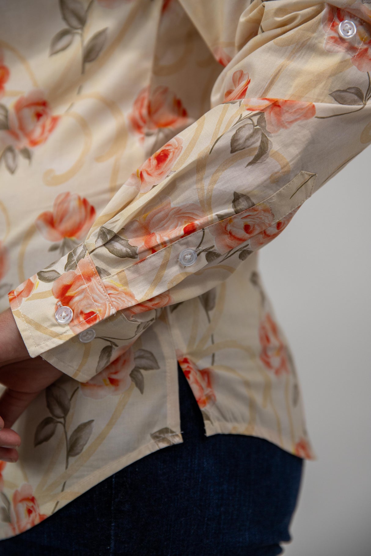 Annabella - Collared Long Sleeve Cotton Shirt