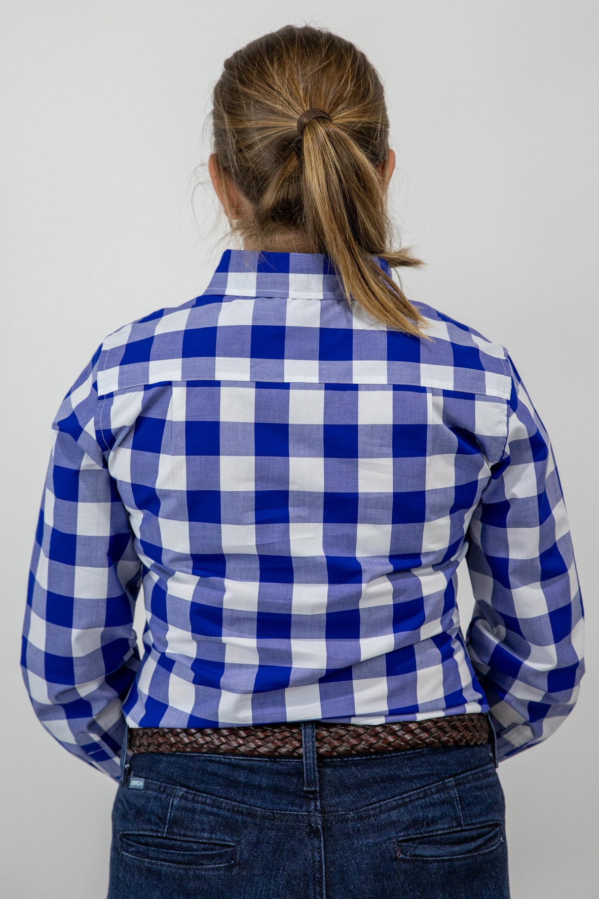 Ellen - 1/2 Button Front Long Sleeve Cotton Collared Shirt