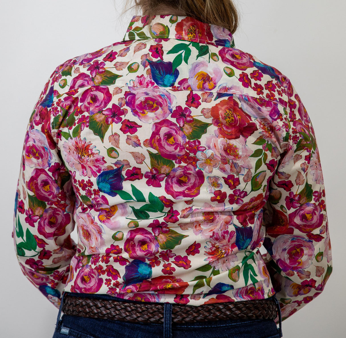 Lauren - 1/2 Button Front Long Sleeve Cotton Collared Shirt