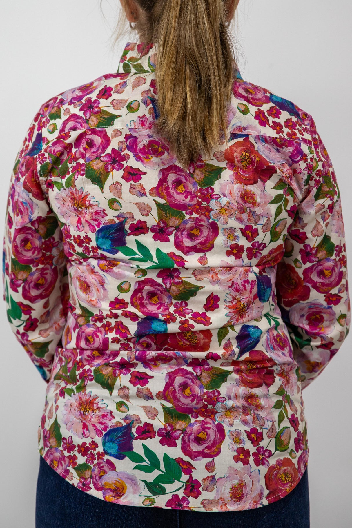 Lauren - 1/2 Button Front Long Sleeve Cotton Collared Shirt