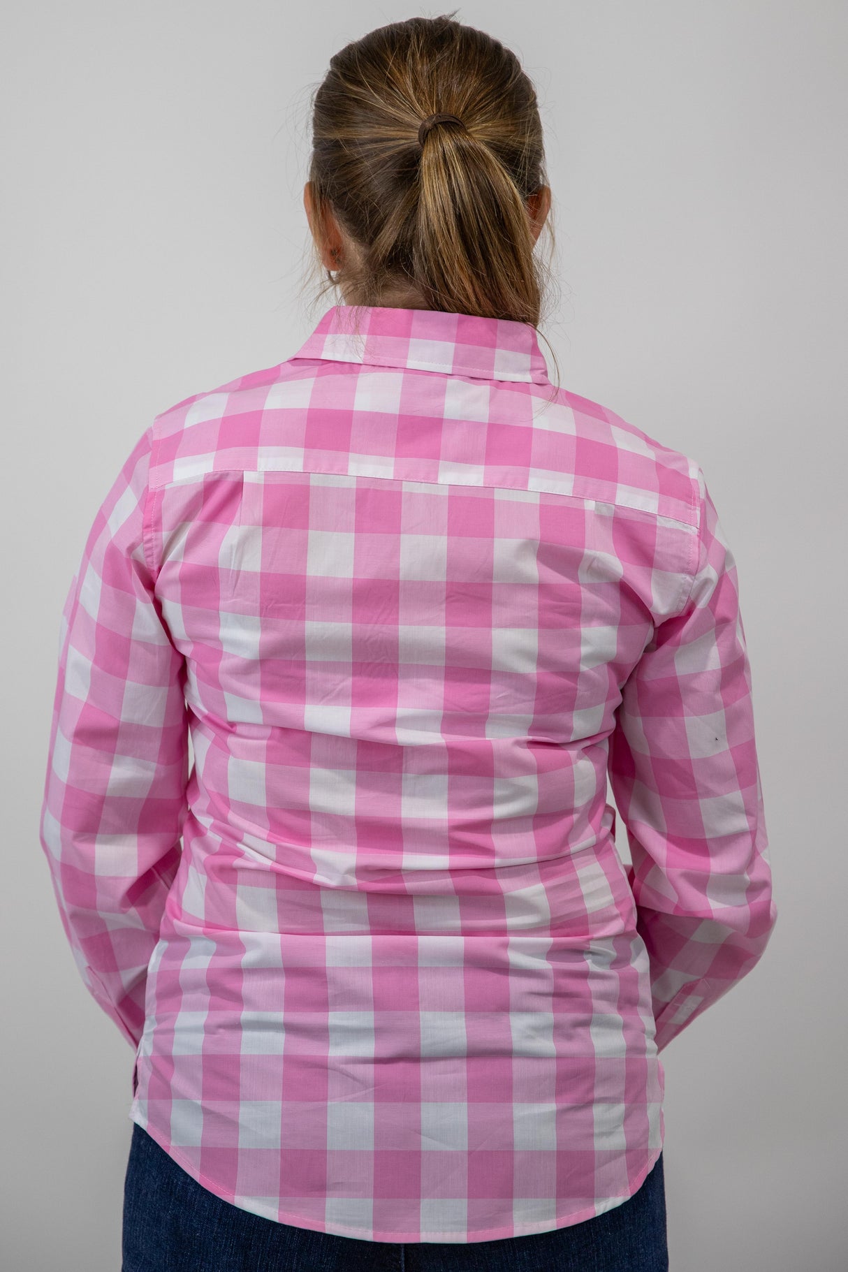 Adeline - 1/2 Button Front Long Sleeve Cotton Collared Shirt