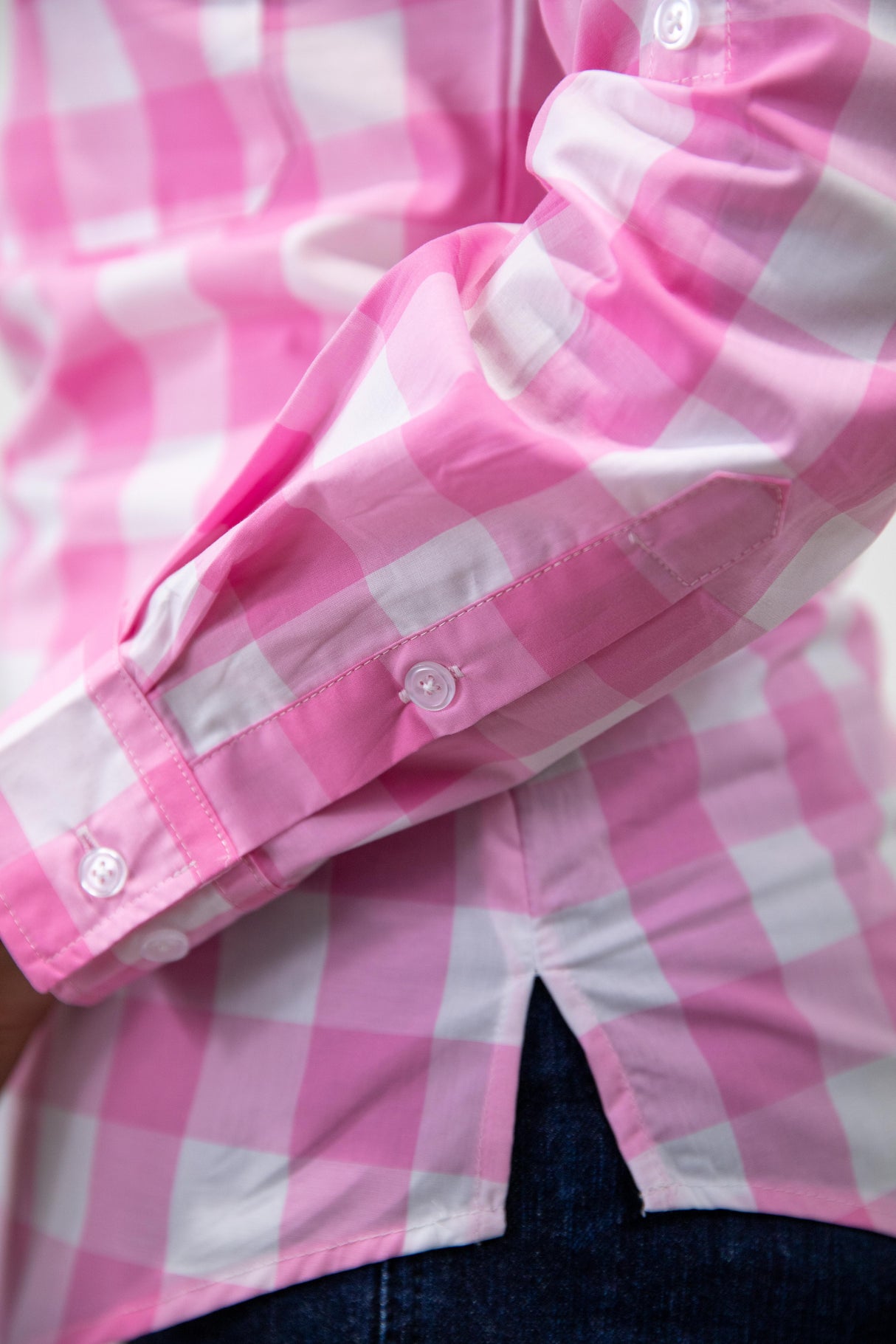 Adeline - 1/2 Button Front Long Sleeve Cotton Collared Shirt