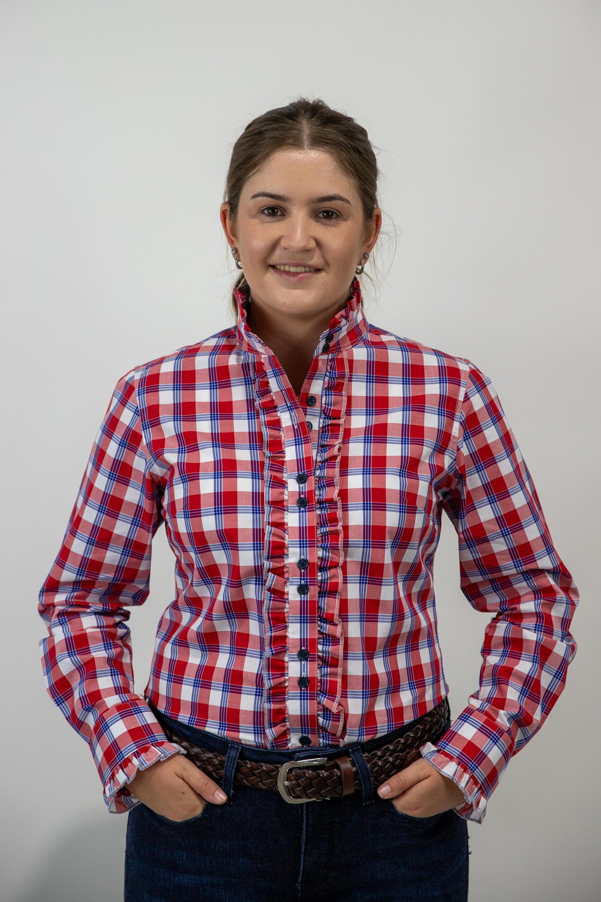 Rebecca - Long Sleeve Collared Shirt WITH Ruffles