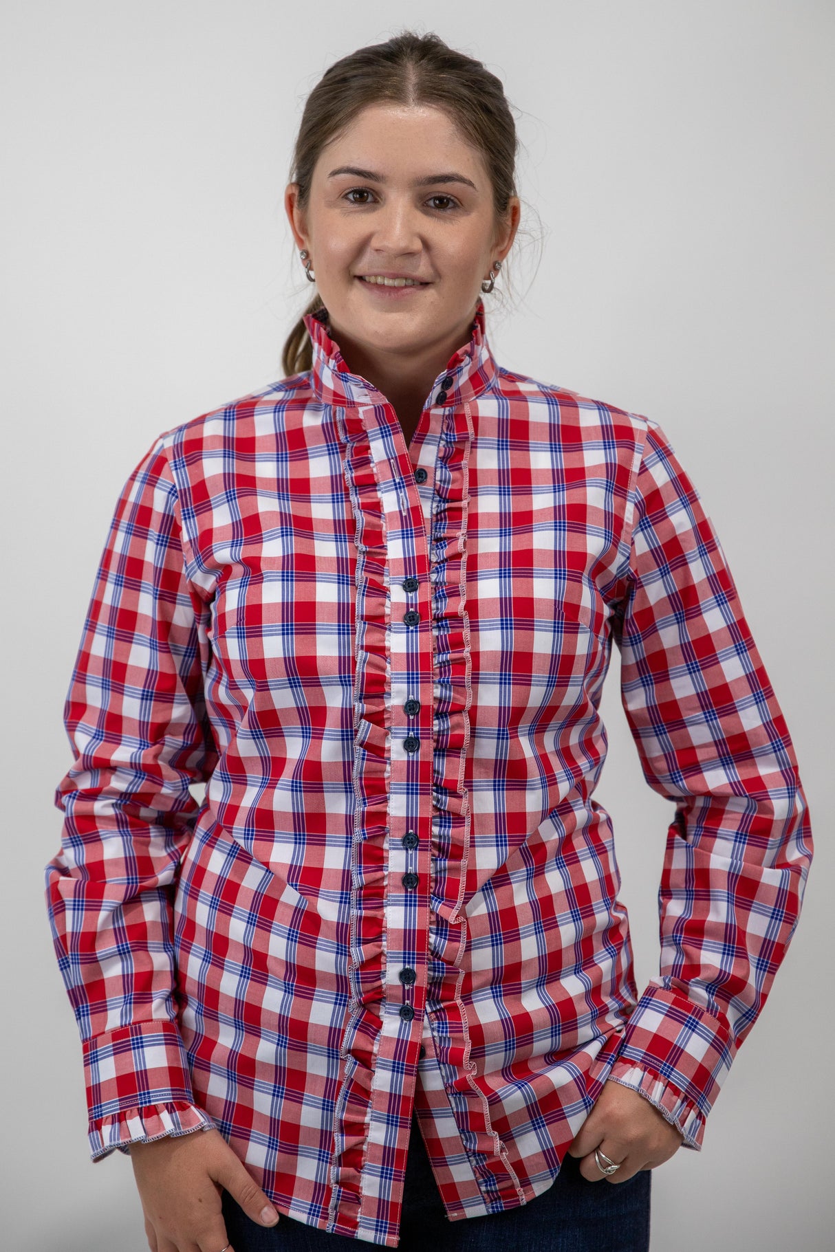 Rebecca - Long Sleeve Collared Shirt WITH Ruffles