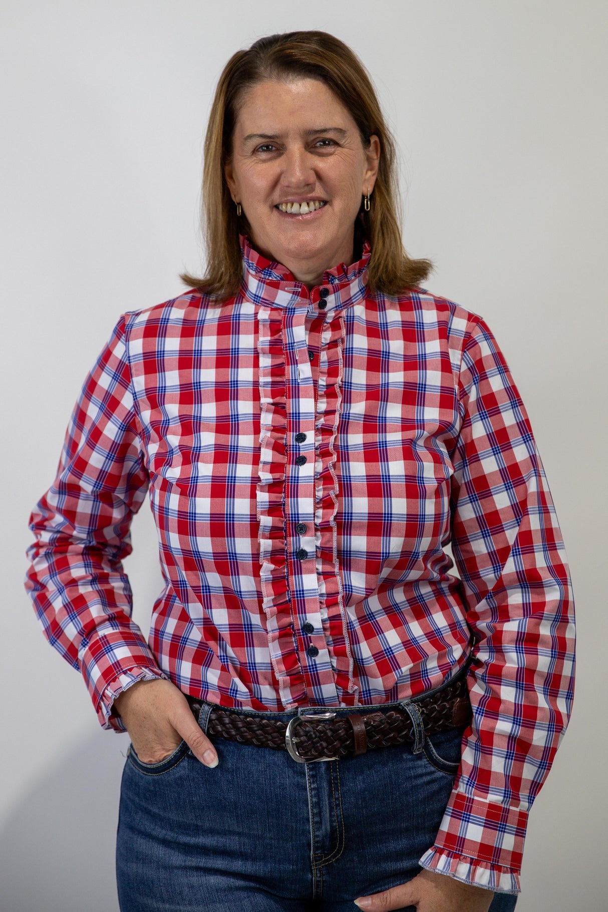 Rebecca - Long Sleeve Collared Shirt WITH Ruffles