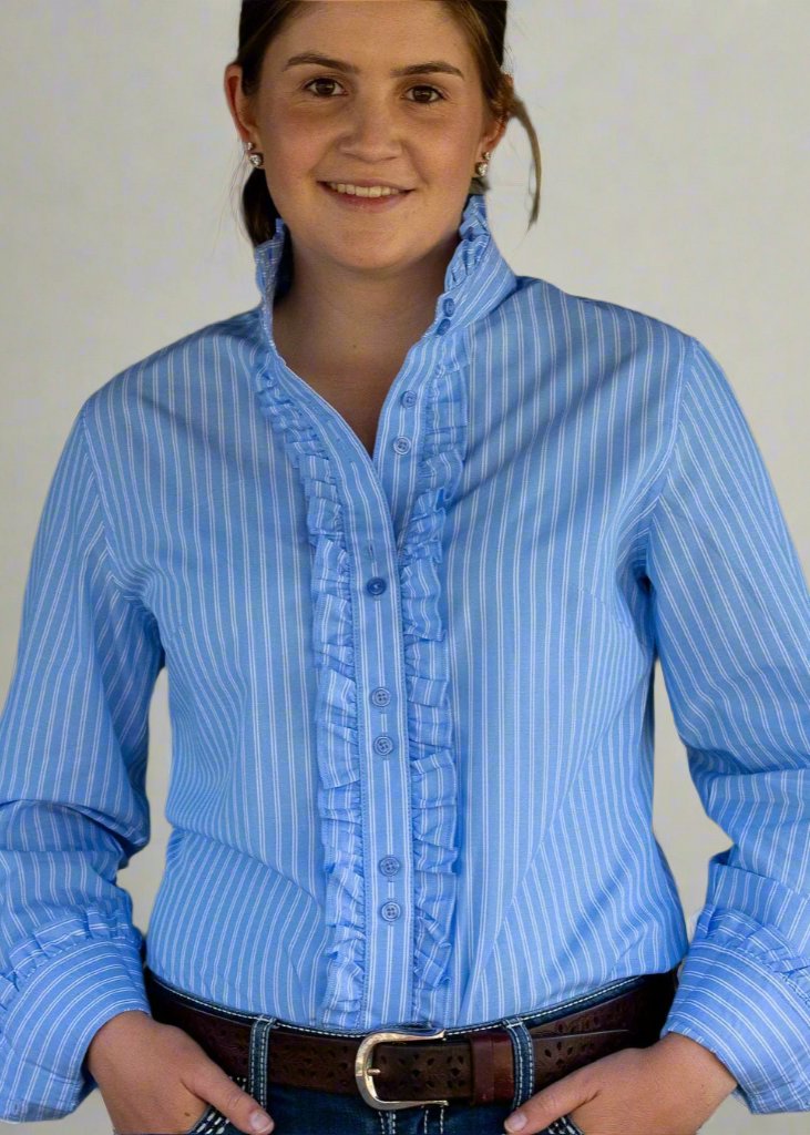 GRASER Women's Long Sleeve Ruffle Blouse - Chiffon Crew Neck Casual Shirt
