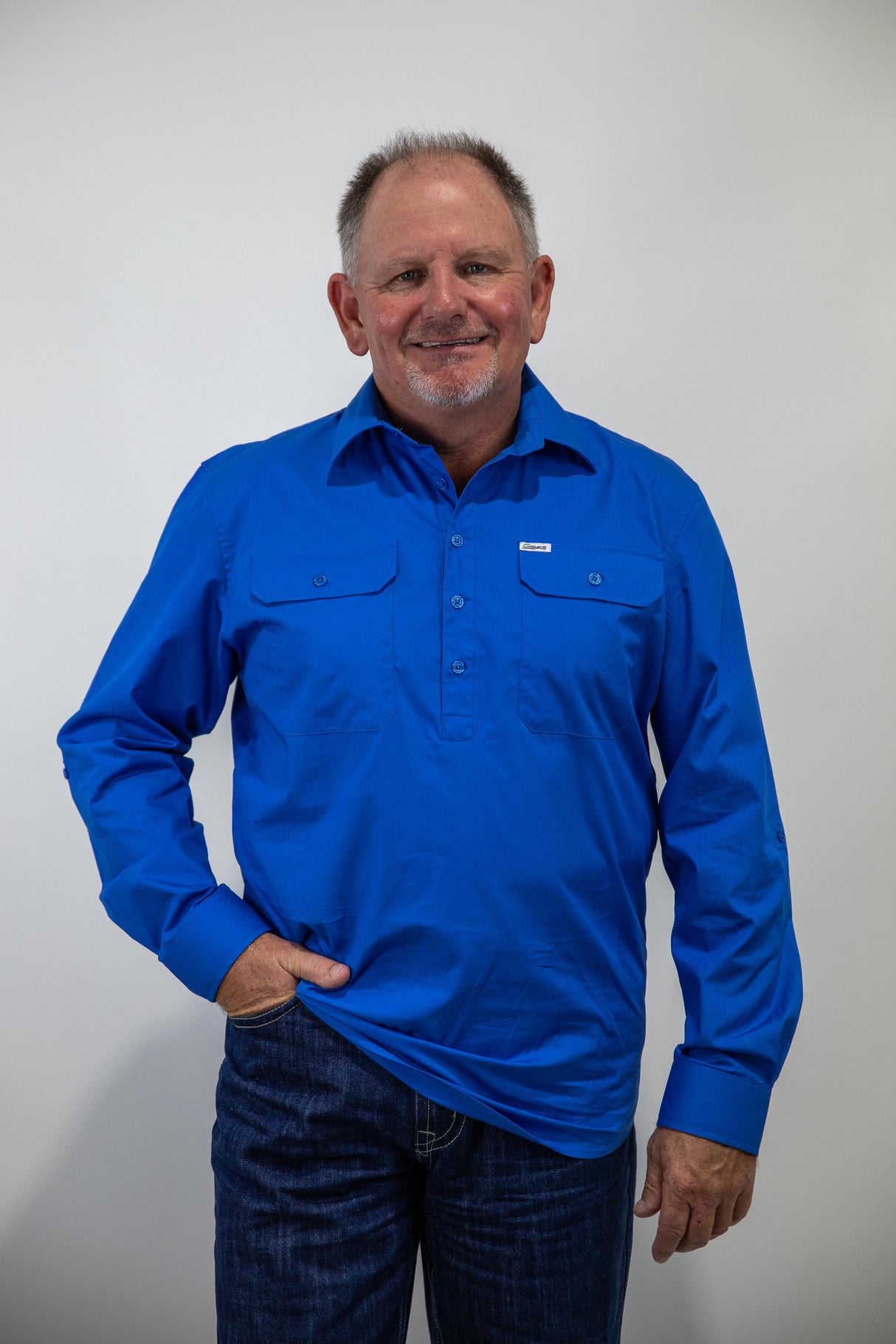 Brad- Mens 1/2 Button Long Sleeve Cotton Shirt