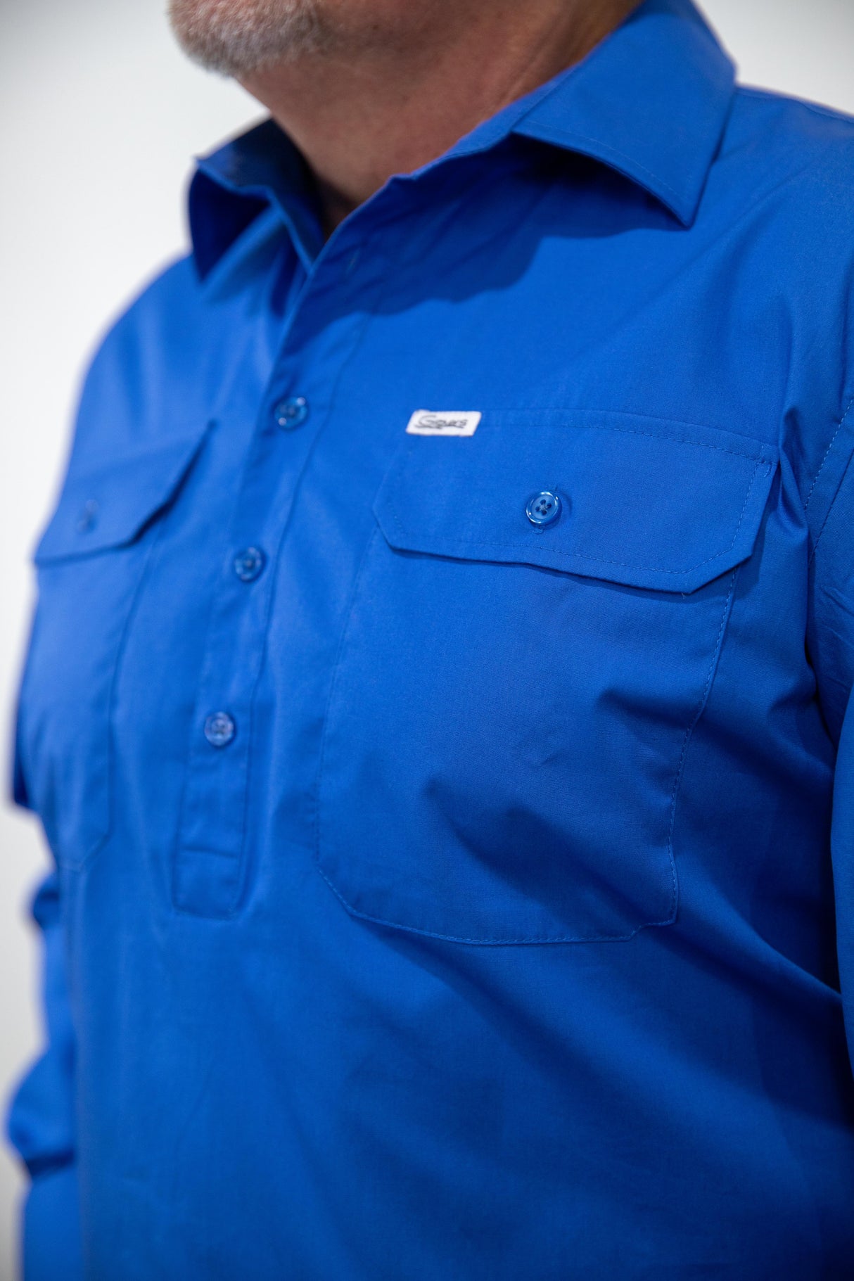 Brad- Mens 1/2 Button Long Sleeve Cotton Shirt