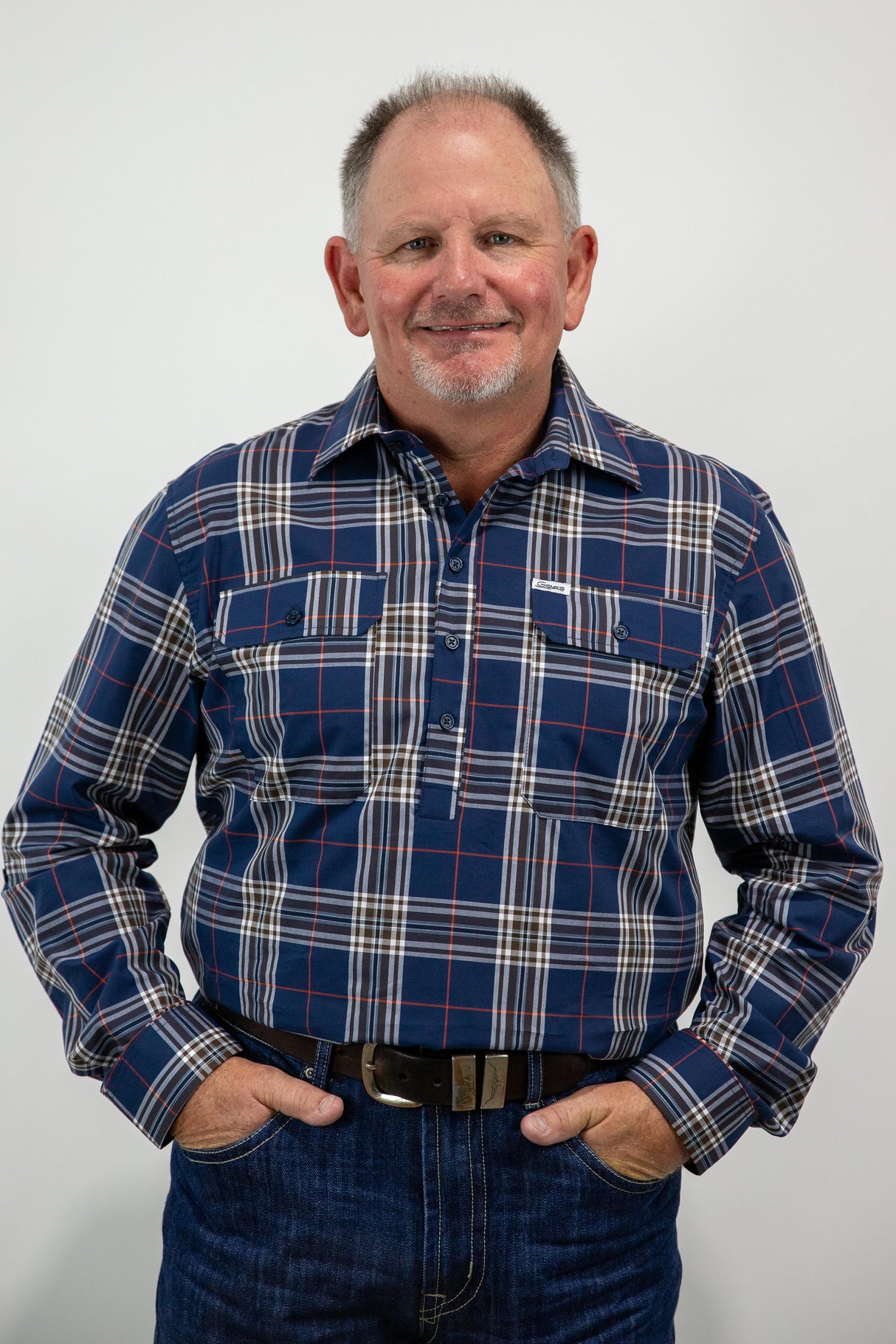 Jake- Mens 1/2 Button Long Sleeve Cotton Shirt