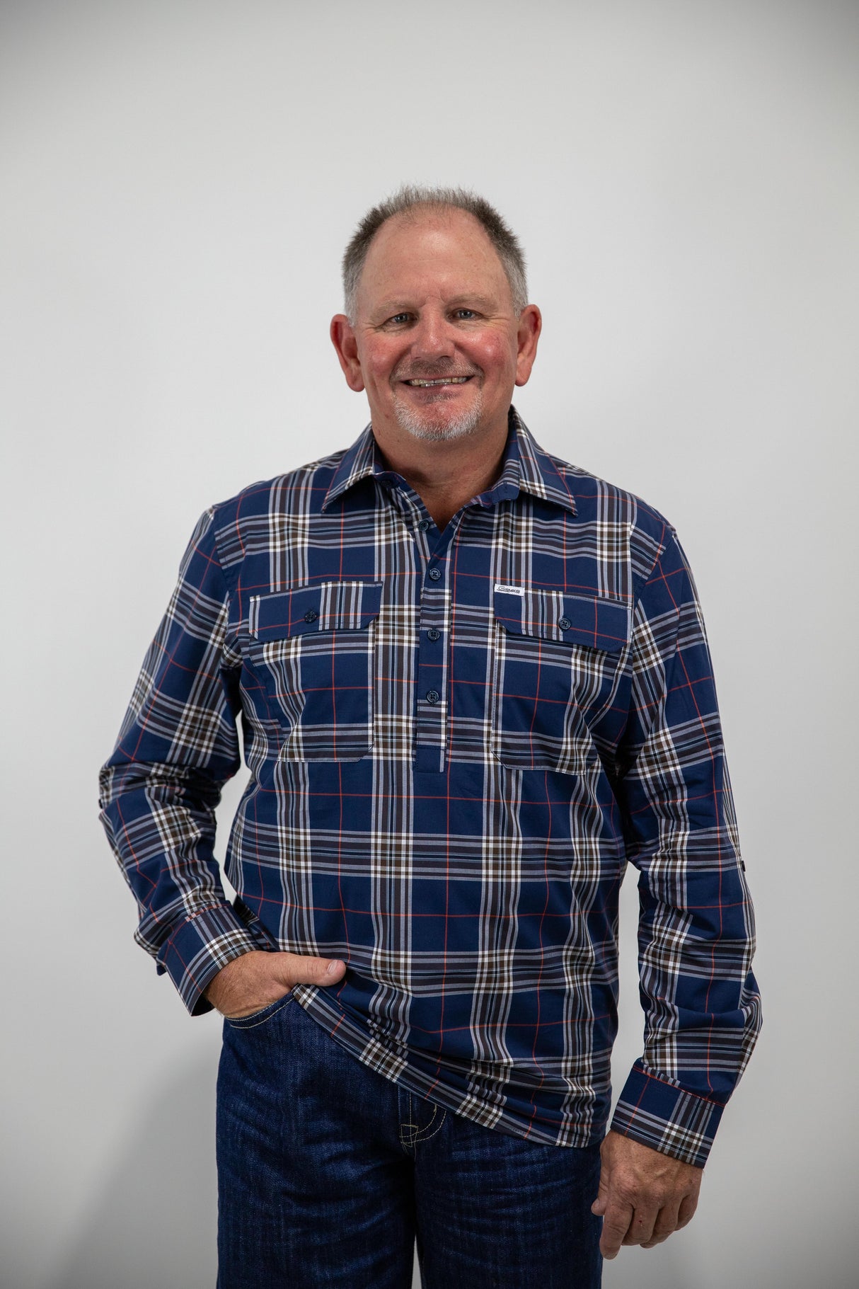 Jake- Mens 1/2 Button Long Sleeve Cotton Shirt