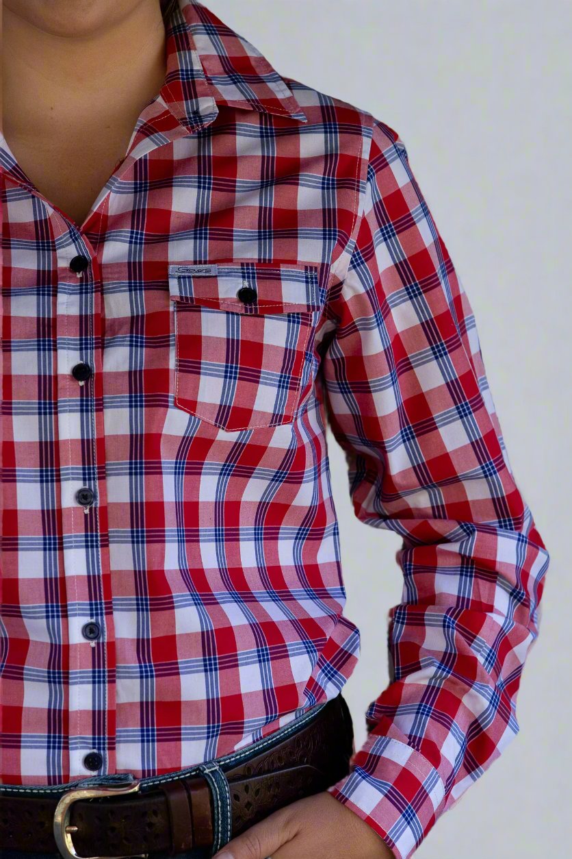 Colleen - Long Sleeve Cotton Collared Shirt