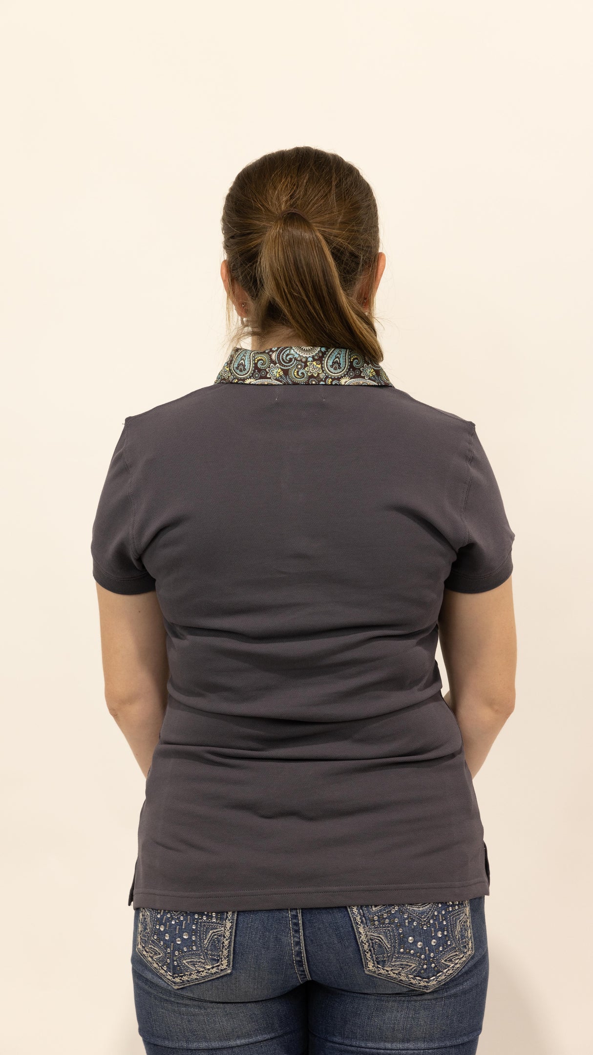 Clancy - Charcoal with paisley trim Polo Shirt