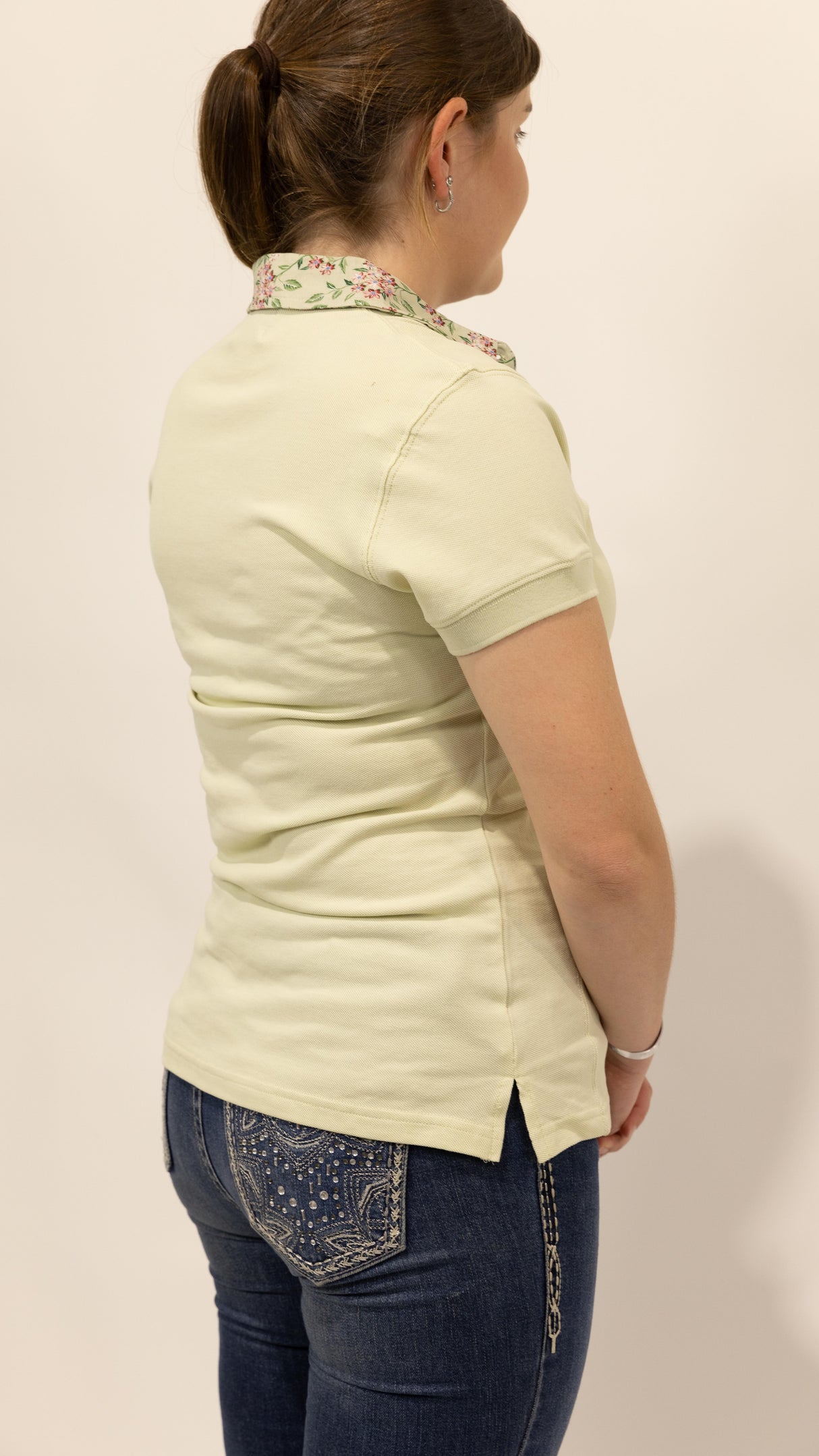 Sage - Sage Green with floral trim Polo Shirt