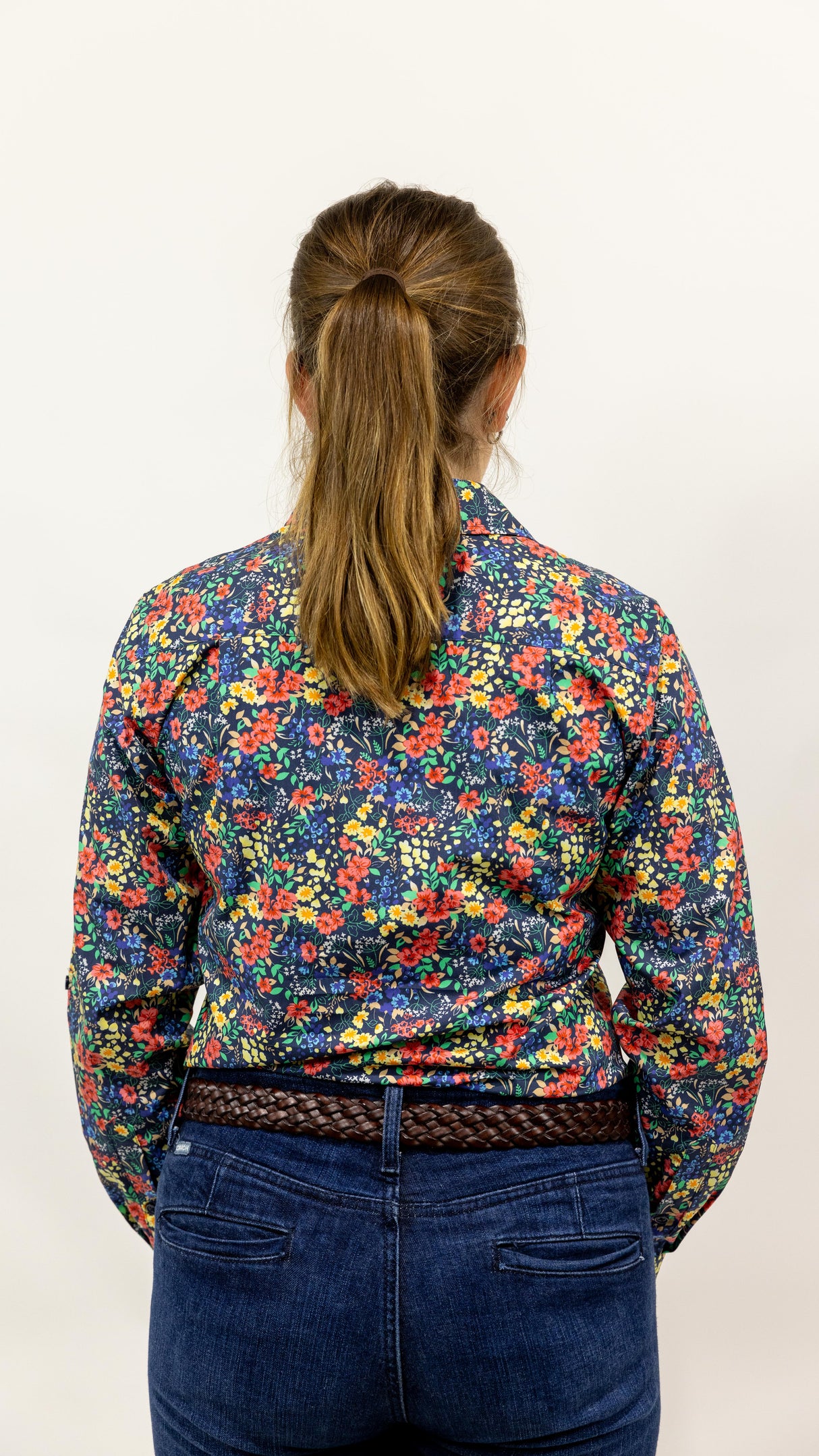 Judith - 1/2 Button Front Long Sleeve Cotton Collared Shirt