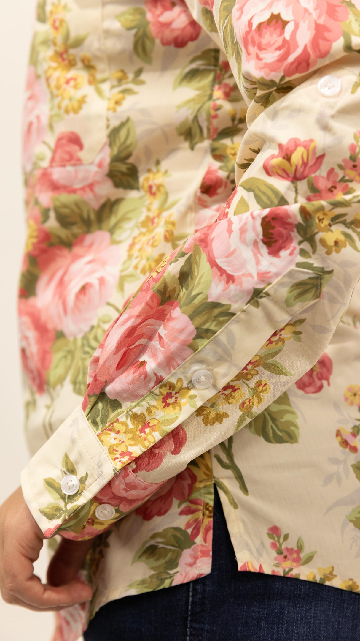 Peta - 1/2 Button Front Long Sleeve Cotton Collared Shirt