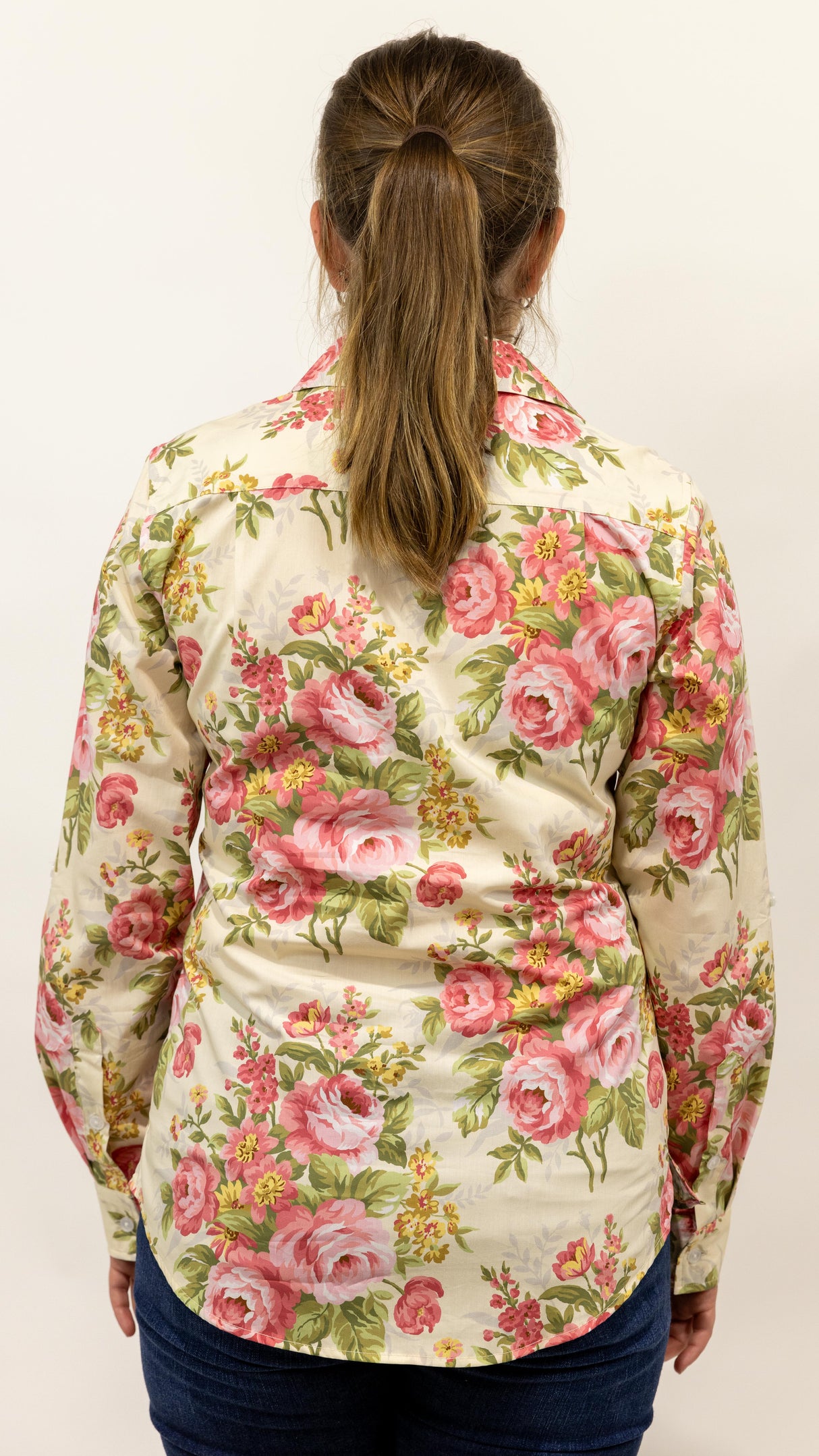 Peta - 1/2 Button Front Long Sleeve Cotton Collared Shirt