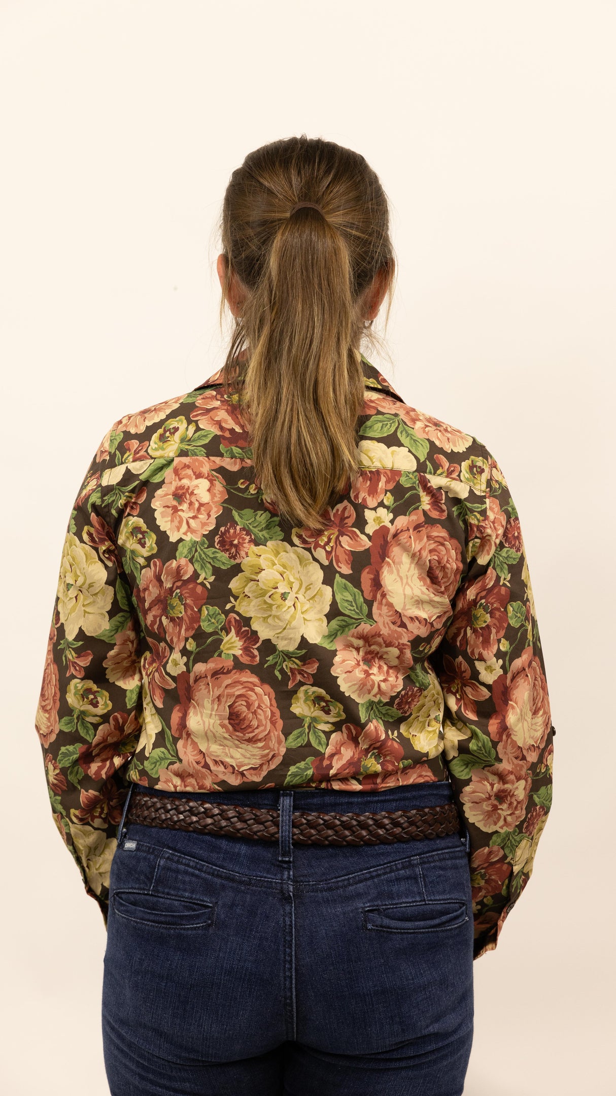 Sylvia - 1/2 Button Front Long Sleeve Cotton Collared Shirt