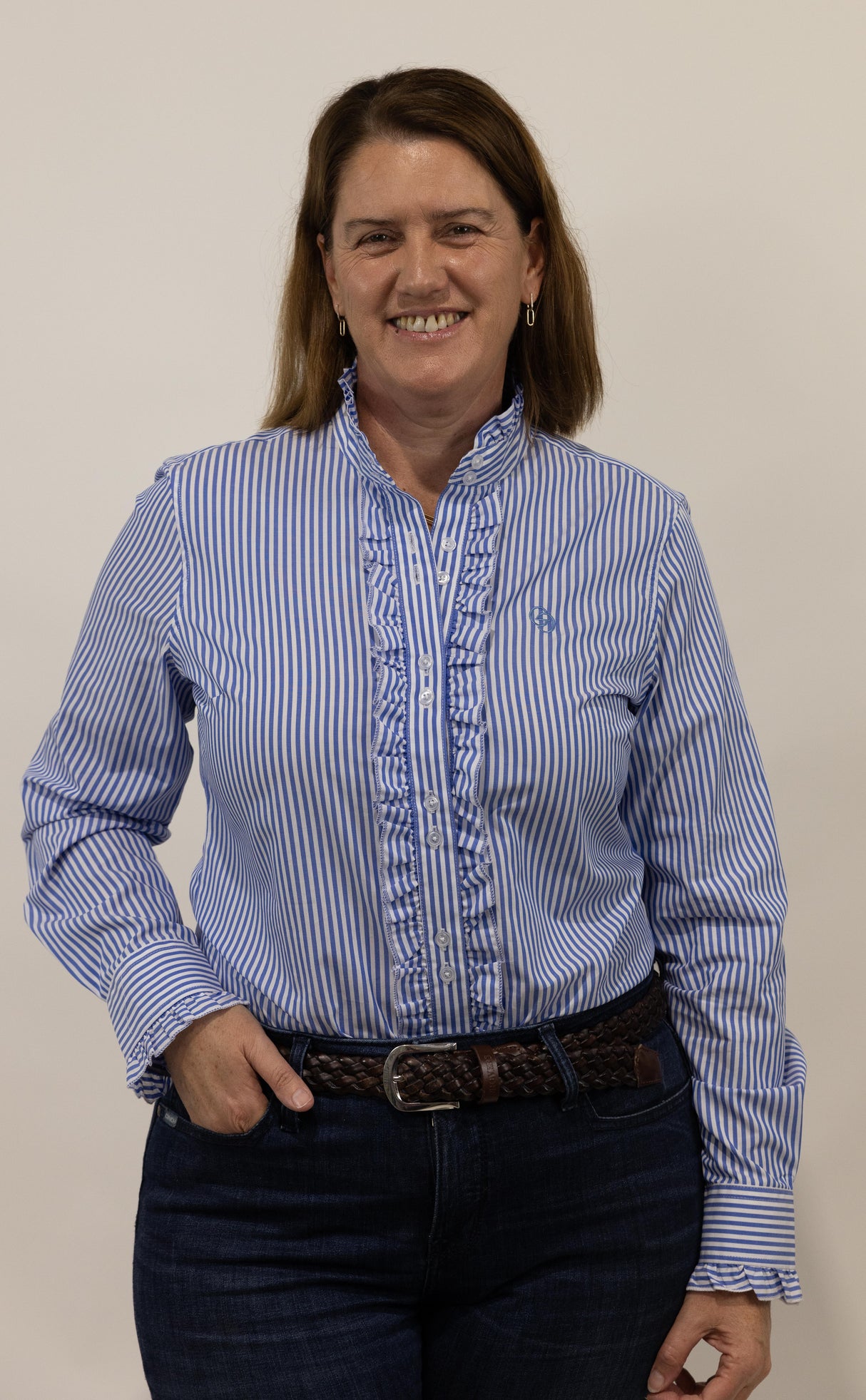 Katrina - Long Sleeve Collared Shirt WITH Ruffles