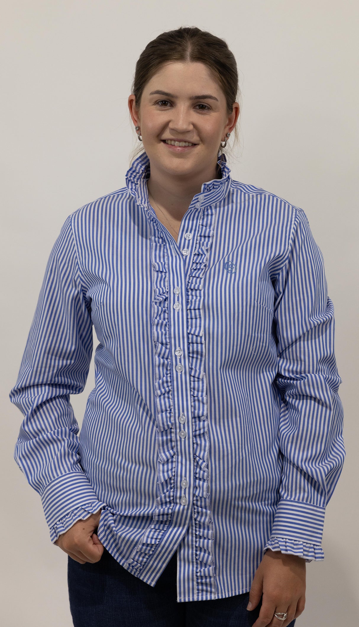 Katrina - Long Sleeve Collared Shirt WITH Ruffles