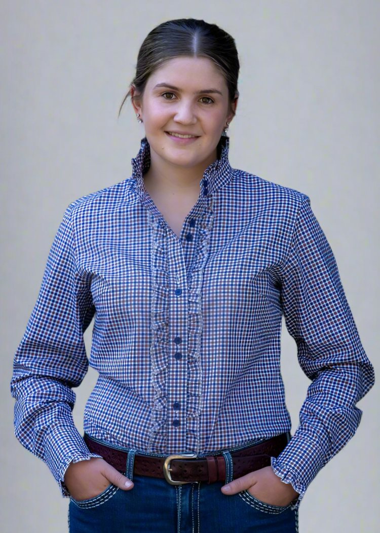 Eva - Long Sleeve Collared Shirt WITH Ruffles