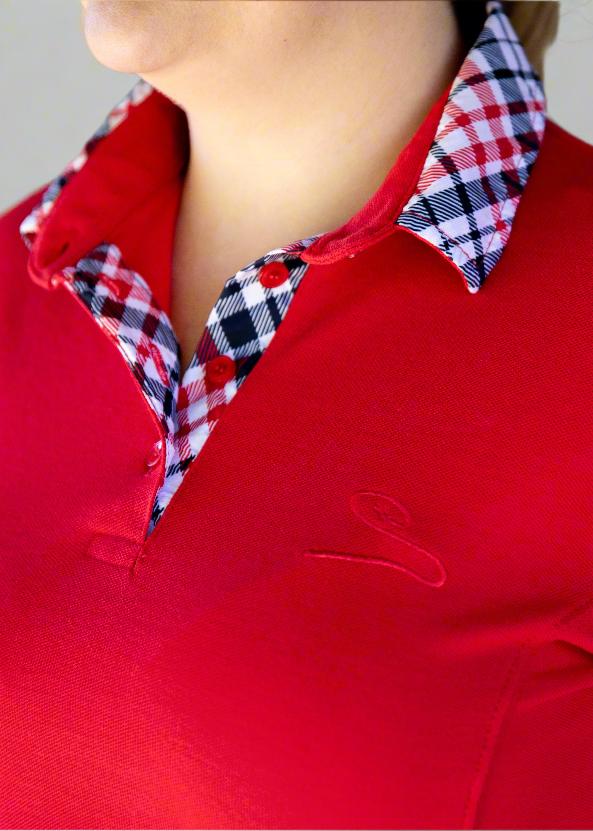 Regina - Red Long Sleeve Polo Shirt