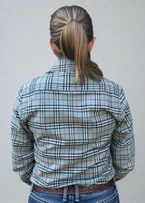 Gum Leaf Green Check Flannelette - Full Button Ladies Long Sleeve Shirt