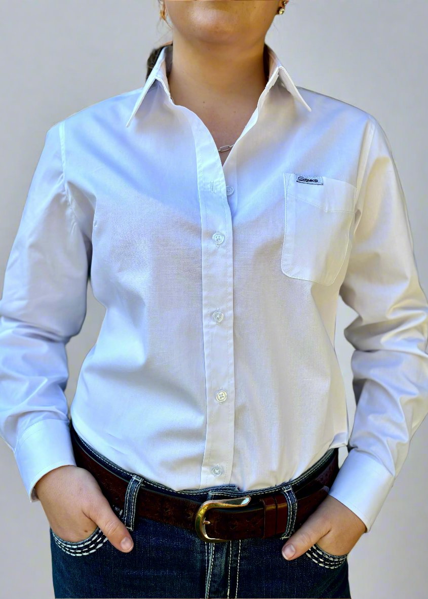 White - Collared Long Sleeve Cotton Shirt