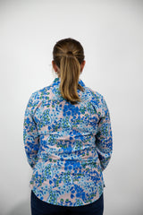 Cora - 1/2 Button Front floral/paisley Long Sleeve Cotton Collared Shirt